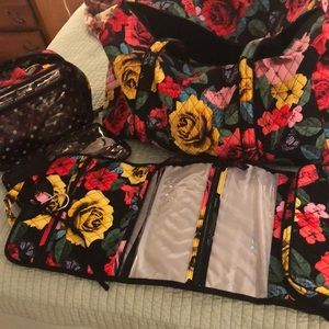 Vera Bradley Havana Rose duffel, case, organizer